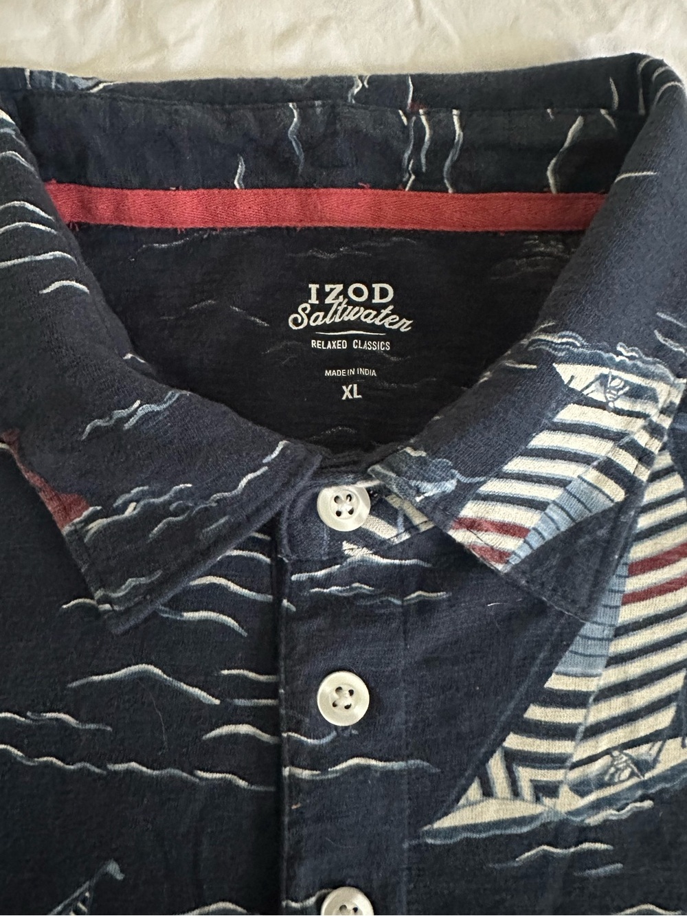IZOD Saltwater Relaxed Classics Nautical Sailboat Polo Shirt Navy Men's XL - Picture 5 of 9